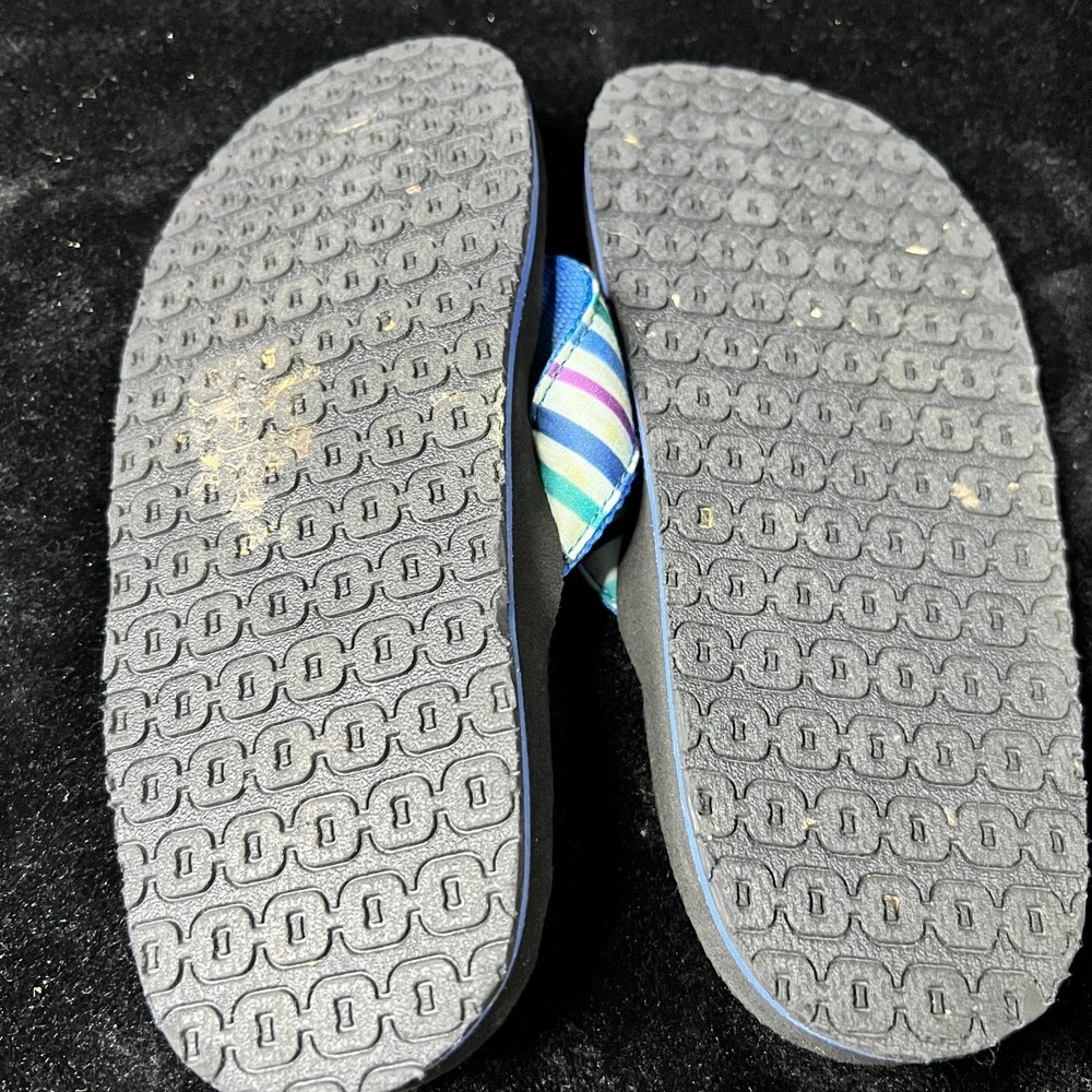 L.L. Bean Maine Isle 503347 Womens 7 M Sandals Multi Striped Slip On Flip Flop - Picture 4 of 5